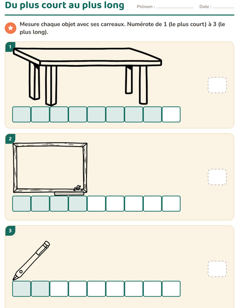 Aperçu de la fiche Mesures avec Salle de classe (N&B) pour CP (cours préparatoire)