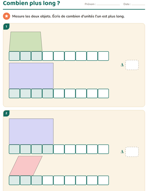 Aperçu de la fiche Mesures avec Formes pour CE1 (cours élémentaire 1)