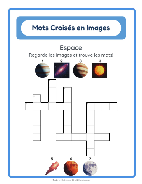 Aperçu de la fiche Mots Croisés avec Espace pour CE1 (cours élémentaire 1)