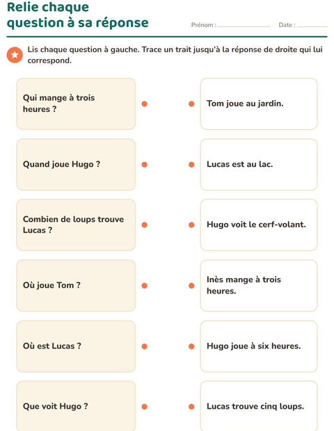 Aperçu de la fiche Les mots interrogatifs pour CP (cours préparatoire)