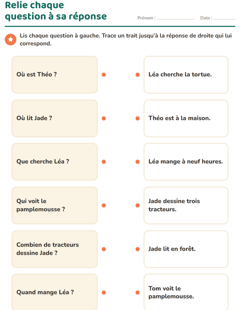 Aperçu de la fiche Les mots interrogatifs pour CP (cours préparatoire)