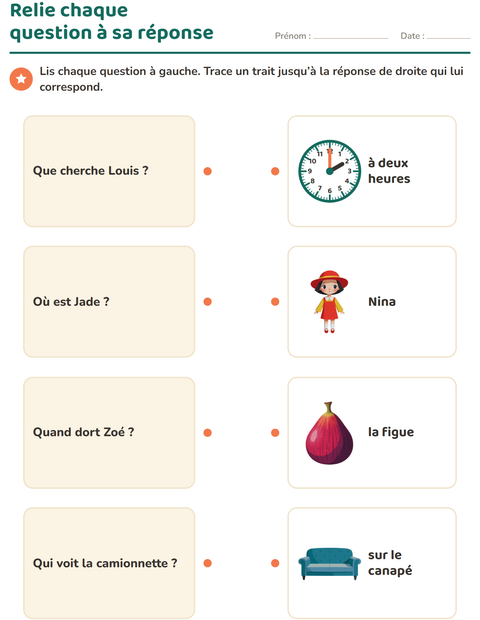 Aperçu de la fiche Les mots interrogatifs pour CP (cours préparatoire)