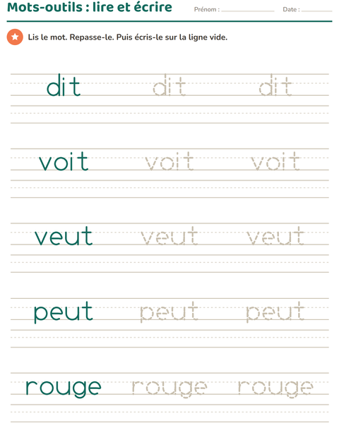 Aperçu de la fiche Mots-outils pour École maternelle (grande section, 5-7 ans)
