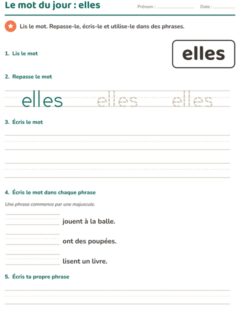 Aperçu de la fiche Mots-outils pour École maternelle (grande section, 5-7 ans)