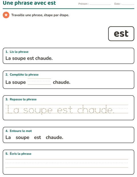 Aperçu de la fiche Mots-outils pour École maternelle (grande section, 5-7 ans)