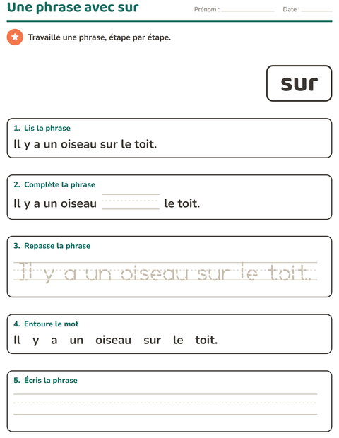 Aperçu de la fiche Mots-outils pour École maternelle (grande section, 5-7 ans)