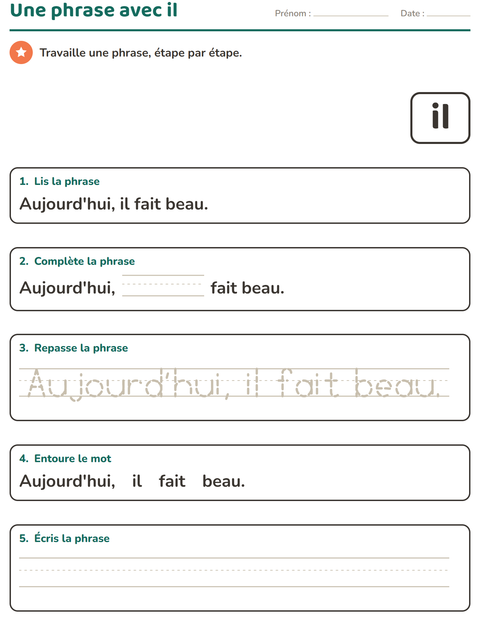 Aperçu de la fiche Mots-outils pour École maternelle (grande section, 5-7 ans)