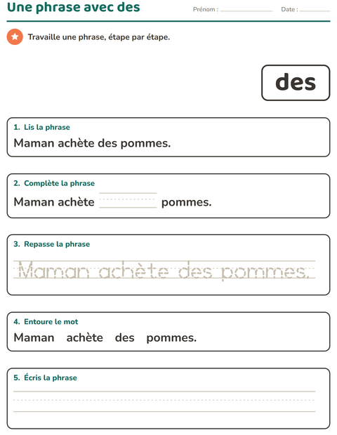 Aperçu de la fiche Mots-outils pour École maternelle (grande section, 5-7 ans)