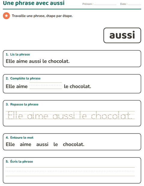 Aperçu de la fiche Mots-outils pour École maternelle (grande section, 5-7 ans)