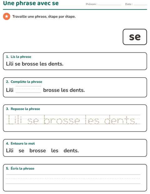 Aperçu de la fiche Mots-outils pour École maternelle (grande section, 5-7 ans)