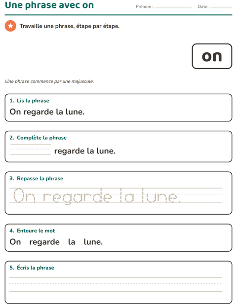 Aperçu de la fiche Mots-outils pour École maternelle (grande section, 5-7 ans)