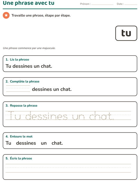 Aperçu de la fiche Mots-outils pour École maternelle (grande section, 5-7 ans)