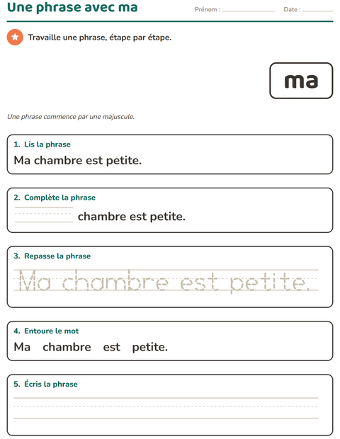 Aperçu de la fiche Mots-outils pour École maternelle (grande section, 5-7 ans)