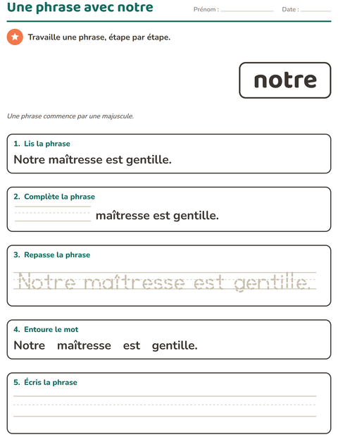 Aperçu de la fiche Mots-outils pour École maternelle (grande section, 5-7 ans)