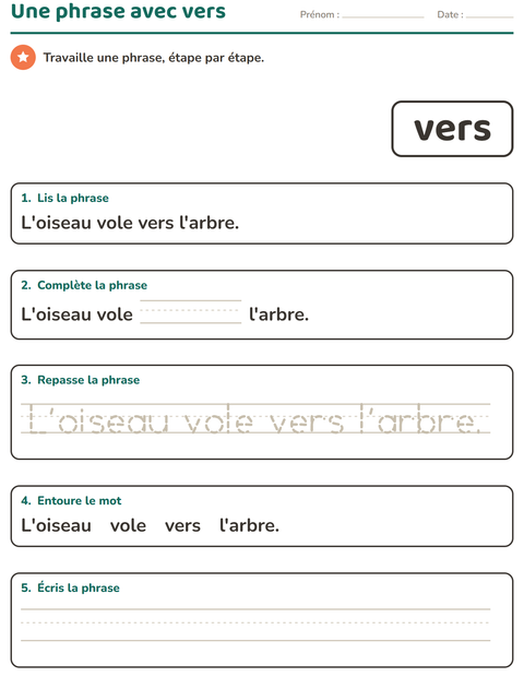 Aperçu de la fiche Mots-outils pour École maternelle (grande section, 5-7 ans)