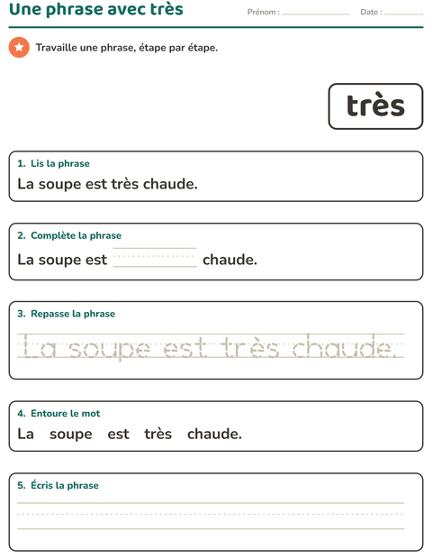 Aperçu de la fiche Mots-outils pour École maternelle (grande section, 5-7 ans)