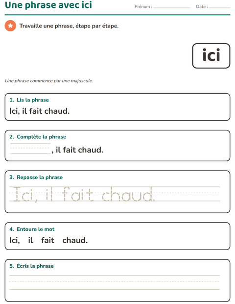 Aperçu de la fiche Mots-outils pour École maternelle (grande section, 5-7 ans)