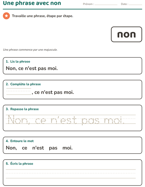 Aperçu de la fiche Mots-outils pour École maternelle (grande section, 5-7 ans)