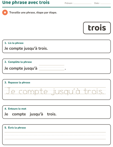 Aperçu de la fiche Mots-outils pour École maternelle (grande section, 5-7 ans)