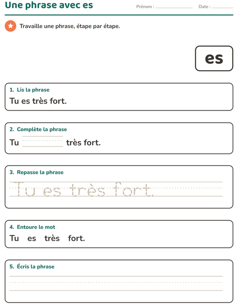 Aperçu de la fiche Mots-outils pour École maternelle (grande section, 5-7 ans)