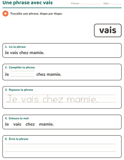 Aperçu de la fiche Mots-outils pour École maternelle (grande section, 5-7 ans)