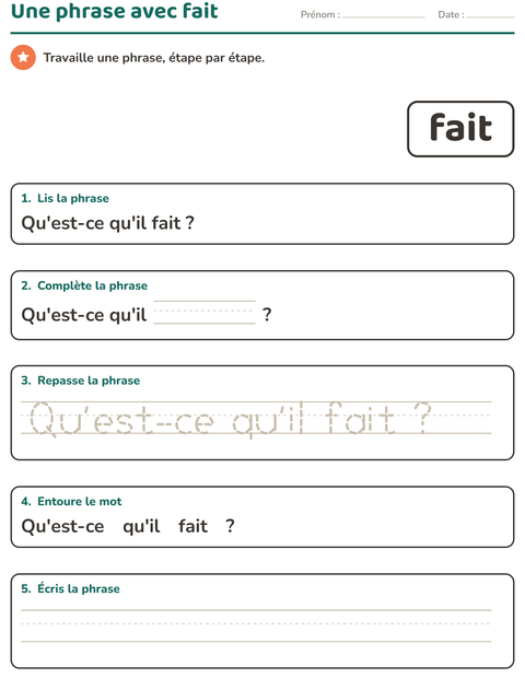 Aperçu de la fiche Mots-outils pour École maternelle (grande section, 5-7 ans)