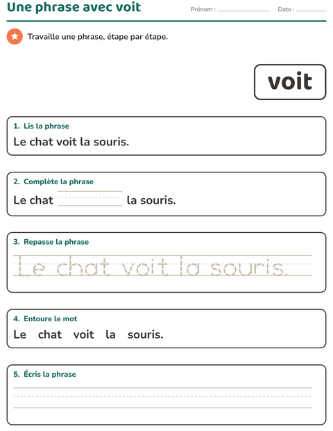 Aperçu de la fiche Mots-outils pour École maternelle (grande section, 5-7 ans)