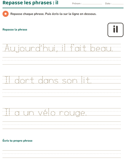 Aperçu de la fiche Mots-outils pour École maternelle (grande section, 5-7 ans)