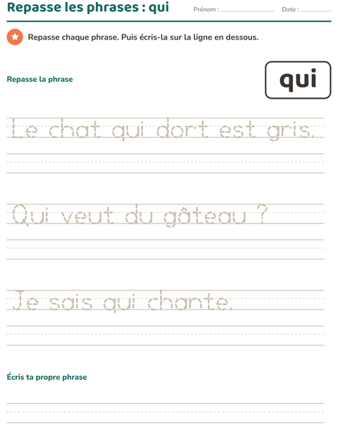Aperçu de la fiche Mots-outils pour École maternelle (grande section, 5-7 ans)