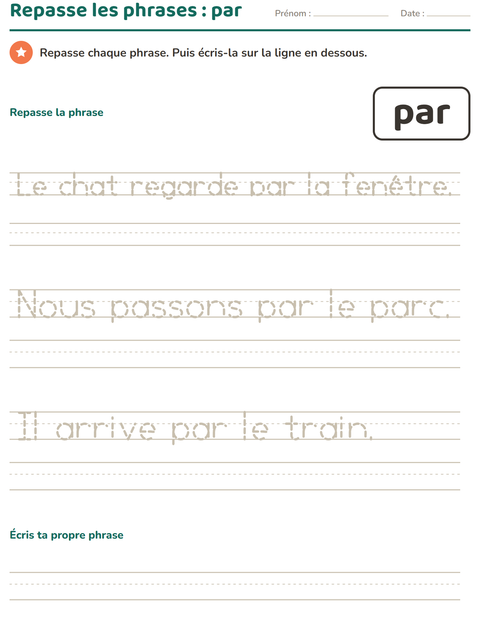 Aperçu de la fiche Mots-outils pour École maternelle (grande section, 5-7 ans)