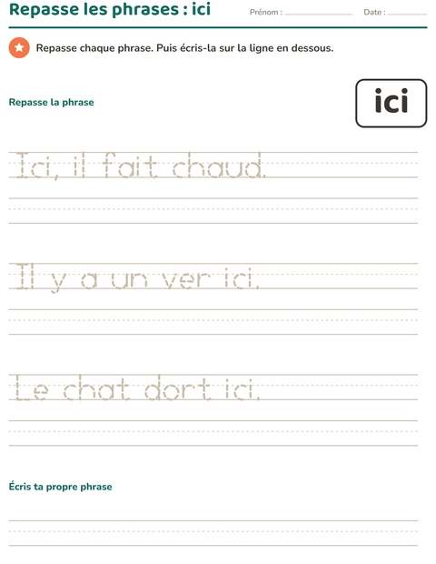 Aperçu de la fiche Mots-outils pour École maternelle (grande section, 5-7 ans)