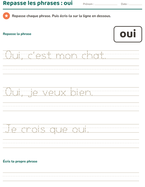 Aperçu de la fiche Mots-outils pour École maternelle (grande section, 5-7 ans)