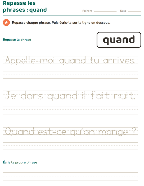 Aperçu de la fiche Mots-outils pour École maternelle (grande section, 5-7 ans)