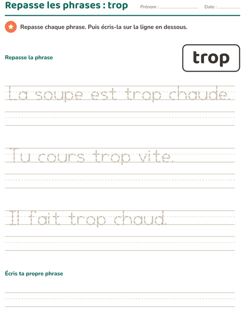 Aperçu de la fiche Mots-outils pour École maternelle (grande section, 5-7 ans)
