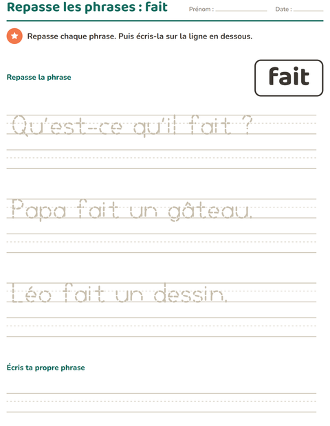 Aperçu de la fiche Mots-outils pour École maternelle (grande section, 5-7 ans)