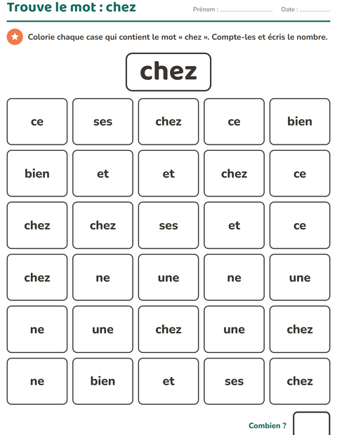 Aperçu de la fiche Mots-outils pour École maternelle (grande section, 5-7 ans)