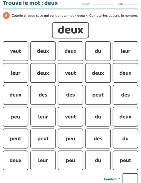 Aperçu de la fiche Mots-outils pour École maternelle (grande section, 5-7 ans)