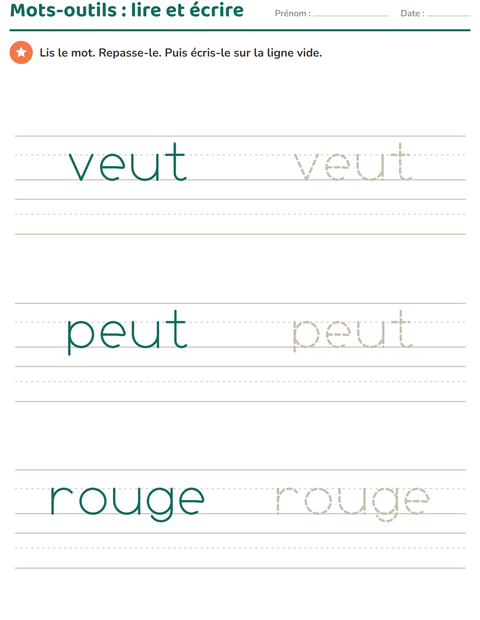 Aperçu de la fiche Mots-outils pour École maternelle (grande section, 5-7 ans)