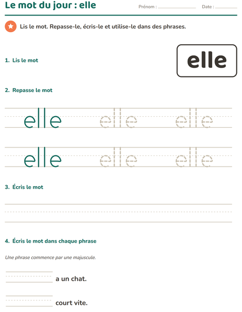 Aperçu de la fiche Mots-outils pour École maternelle (grande section, 5-7 ans)