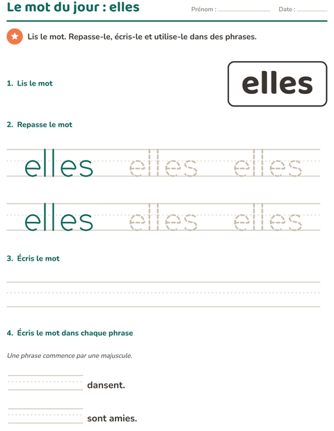 Aperçu de la fiche Mots-outils pour École maternelle (grande section, 5-7 ans)