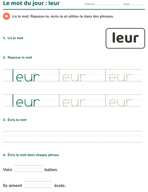 Aperçu de la fiche Mots-outils pour École maternelle (grande section, 5-7 ans)