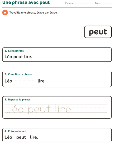 Aperçu de la fiche Mots-outils pour École maternelle (grande section, 5-7 ans)
