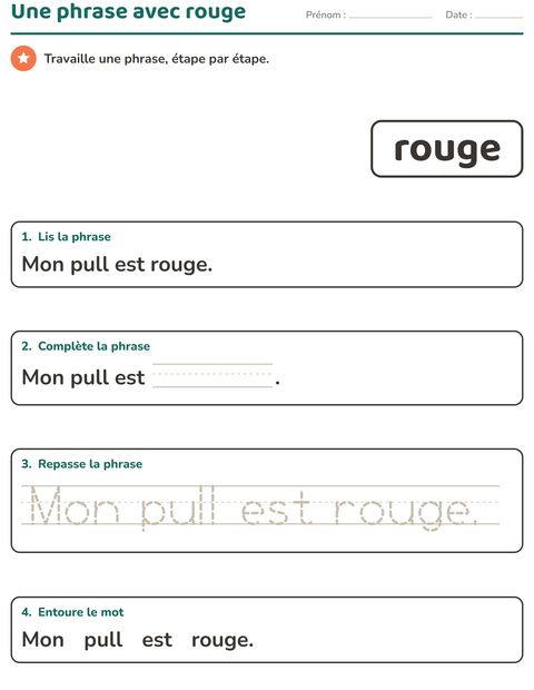Aperçu de la fiche Mots-outils pour École maternelle (grande section, 5-7 ans)