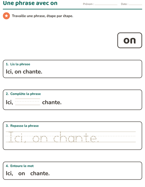 Aperçu de la fiche Mots-outils pour École maternelle (grande section, 5-7 ans)