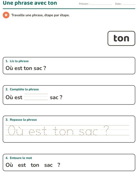 Aperçu de la fiche Mots-outils pour École maternelle (grande section, 5-7 ans)