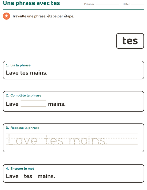 Aperçu de la fiche Mots-outils pour École maternelle (grande section, 5-7 ans)
