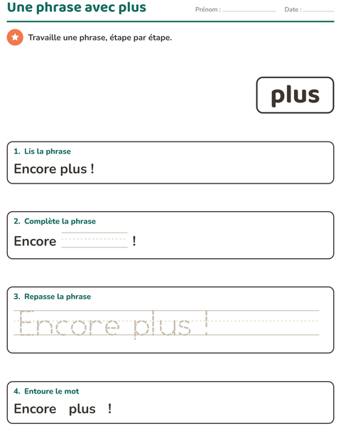 Aperçu de la fiche Mots-outils pour École maternelle (grande section, 5-7 ans)