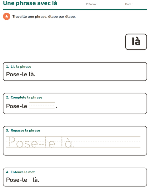 Aperçu de la fiche Mots-outils pour École maternelle (grande section, 5-7 ans)