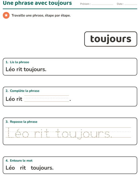 Aperçu de la fiche Mots-outils pour École maternelle (grande section, 5-7 ans)