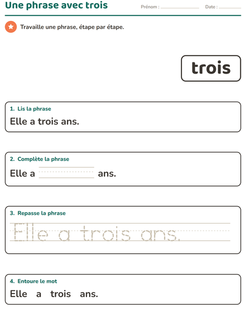Aperçu de la fiche Mots-outils pour École maternelle (grande section, 5-7 ans)